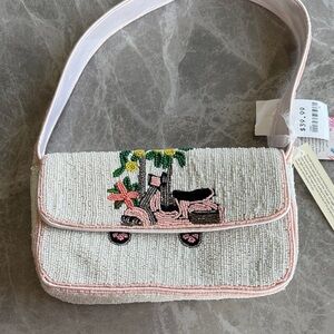 T.J.Maxx Pink Beaded Scooter Shoulder Bag